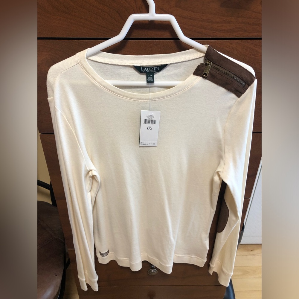 NWT Ralph Lauren sweater Brown Suede elbow patches